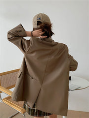 Pockets Jackets Fashionable Vintage Oversized Wild Office Blazers