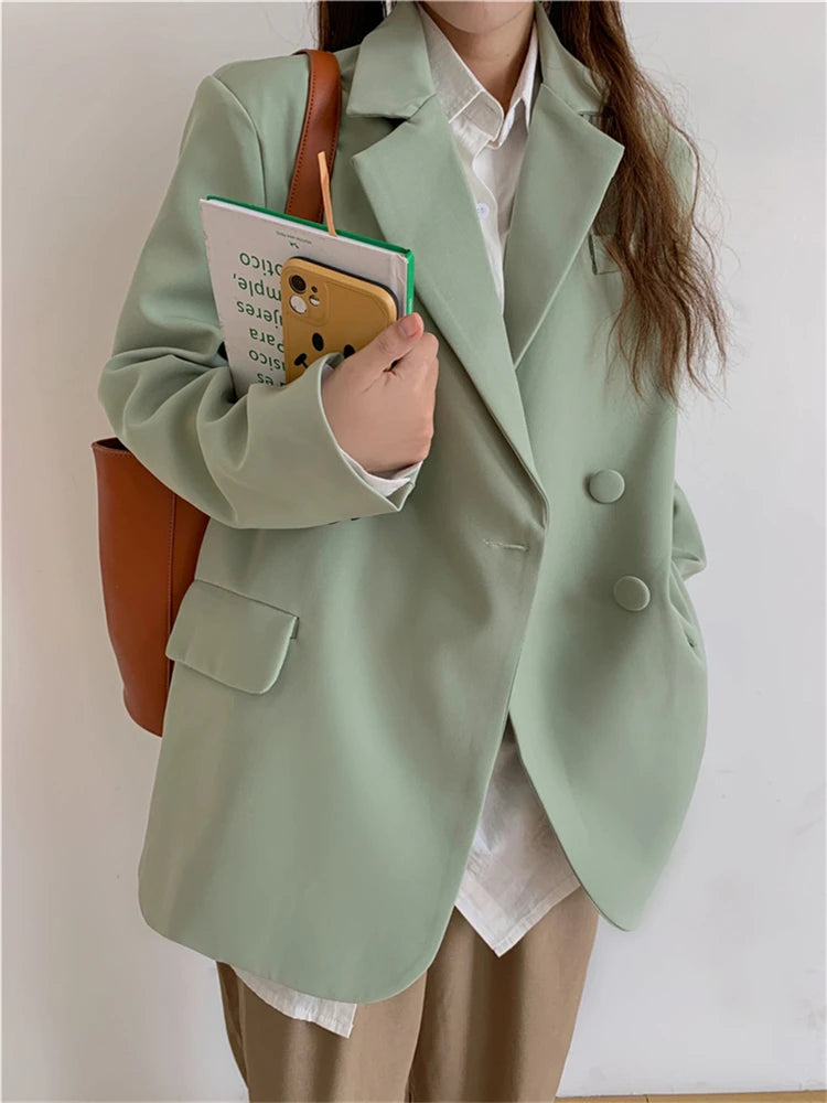 Pockets Jackets Fashionable Vintage Oversized Wild Office Blazers