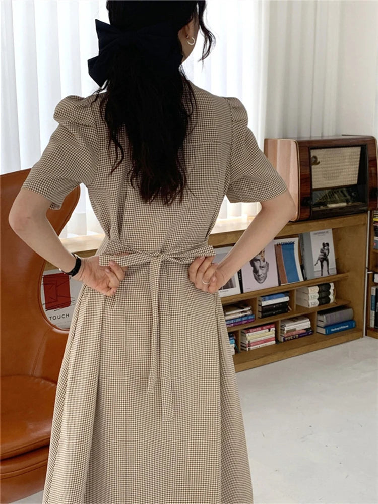 Vintage Chic Lace Up Fashion High Waist Long Shirt Dresses