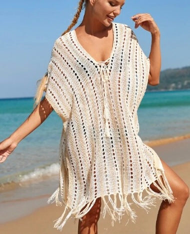 Beach Cover up Cotton White Beach Sarong Bikini Cover up