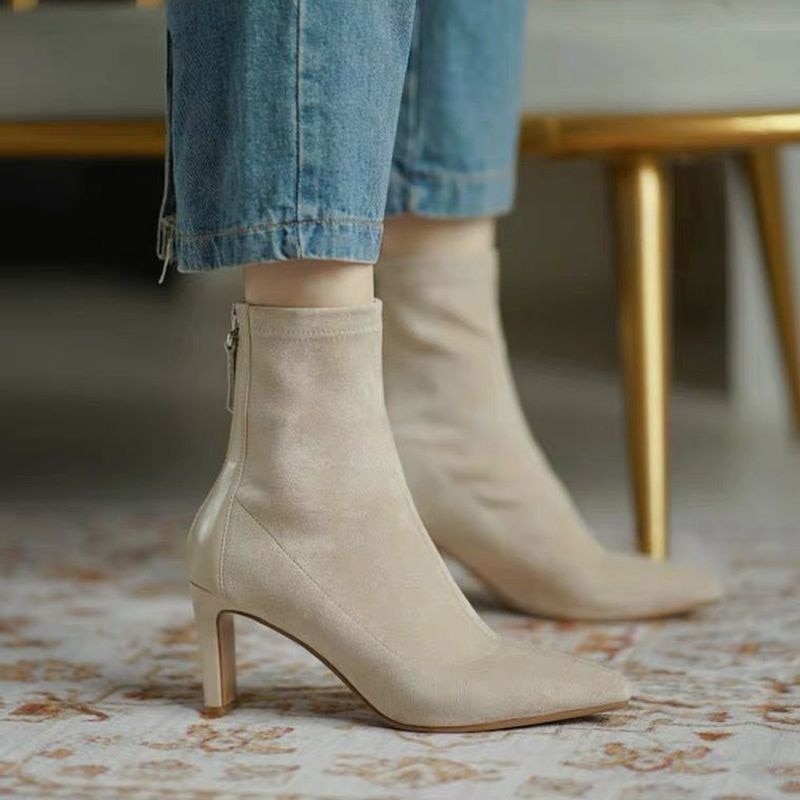 High Heel Boots Style Autumn Mid Heel Stretch Thin Boots