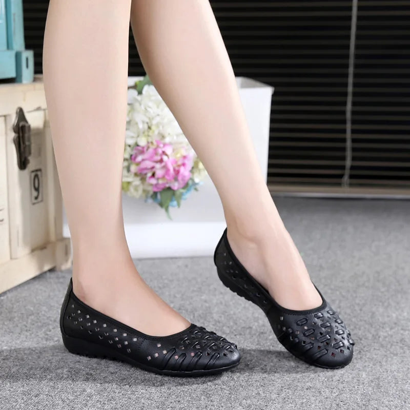 Women Shoes Sandals Flats Hollow Out Slip O Vintage Plus Size