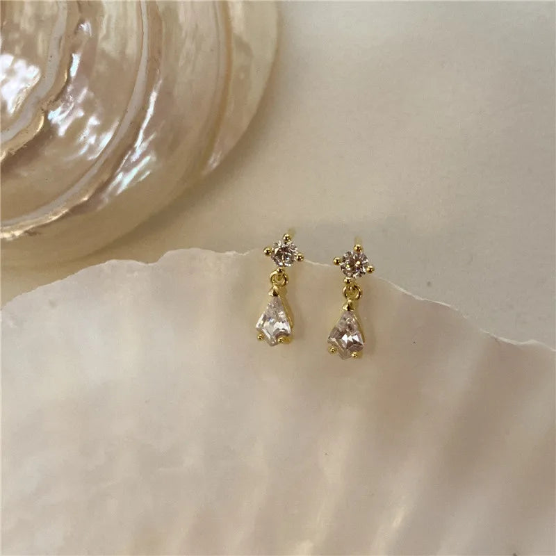 Water Drop Crystal  Earrings Plating Jewelry