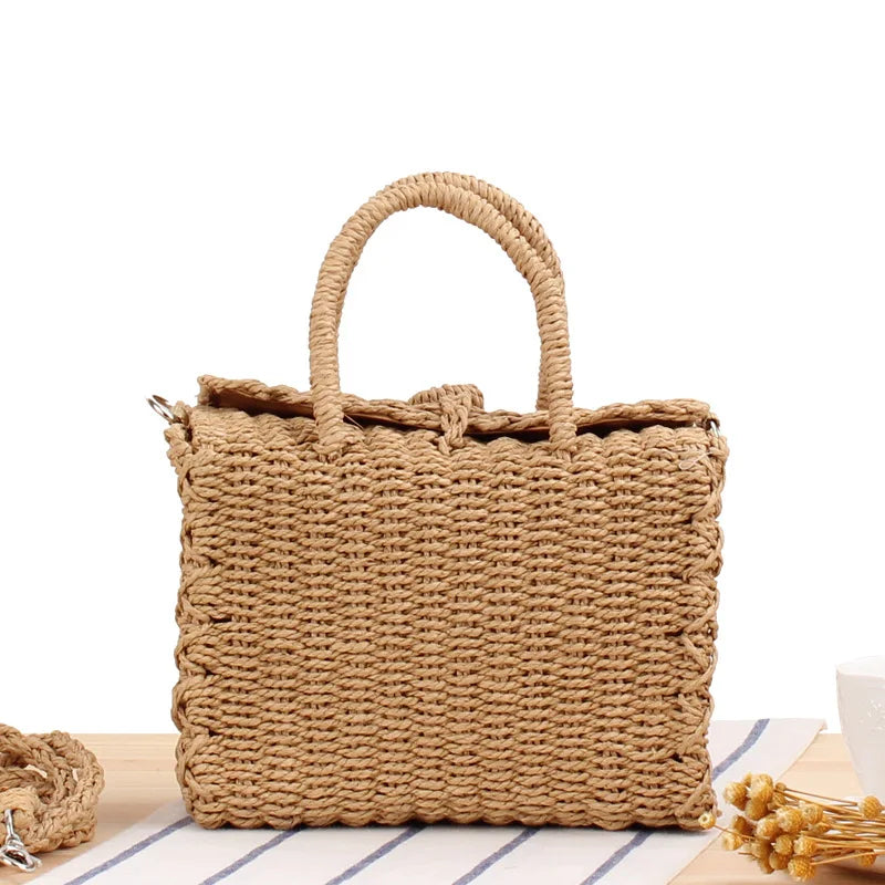 Summer Straw Beach Bag Handmade Handbag Shoulder Bags Rattan