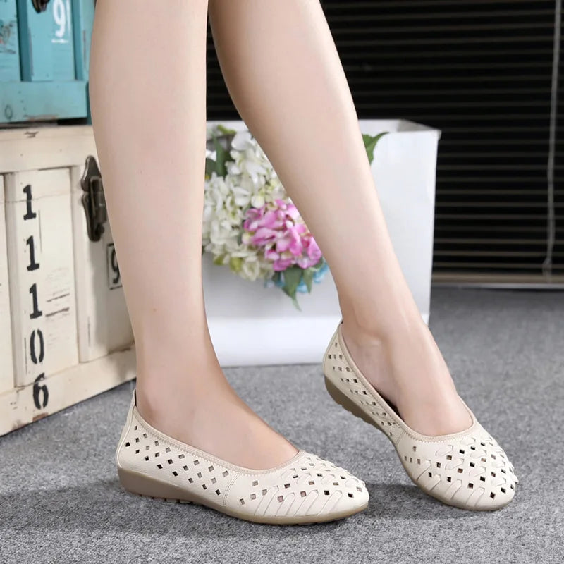 Women Shoes Sandals Flats Hollow Out Slip O Vintage Plus Size