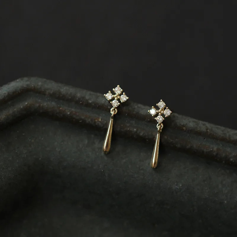 Simple Snowflake Stud Earrings Drop Tassel Earrings Jewelry