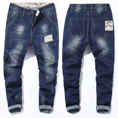 Men Camouflage splice Slim Stretch Jeans Classic Multi-pocket trousers Plus Size