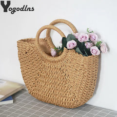 Summer Handmade Beach Weaving Ladies Straw Bag