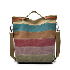 Stripes Printing Rainbow Crossbody Bags Canvas Fashion