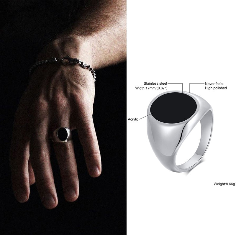 Ring for Men Stainless Steel Square Signet Ring