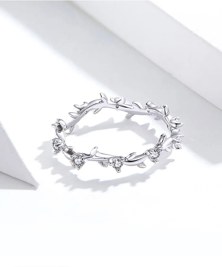 Stackable Finger Rings Flower Branch Ring CZ Statement Jewelry