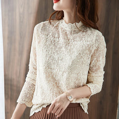 Fashion Women's Blouse Openwork Hollow Long Sleeve Tops