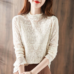 Fashion Women's Blouse Openwork Hollow Long Sleeve Tops