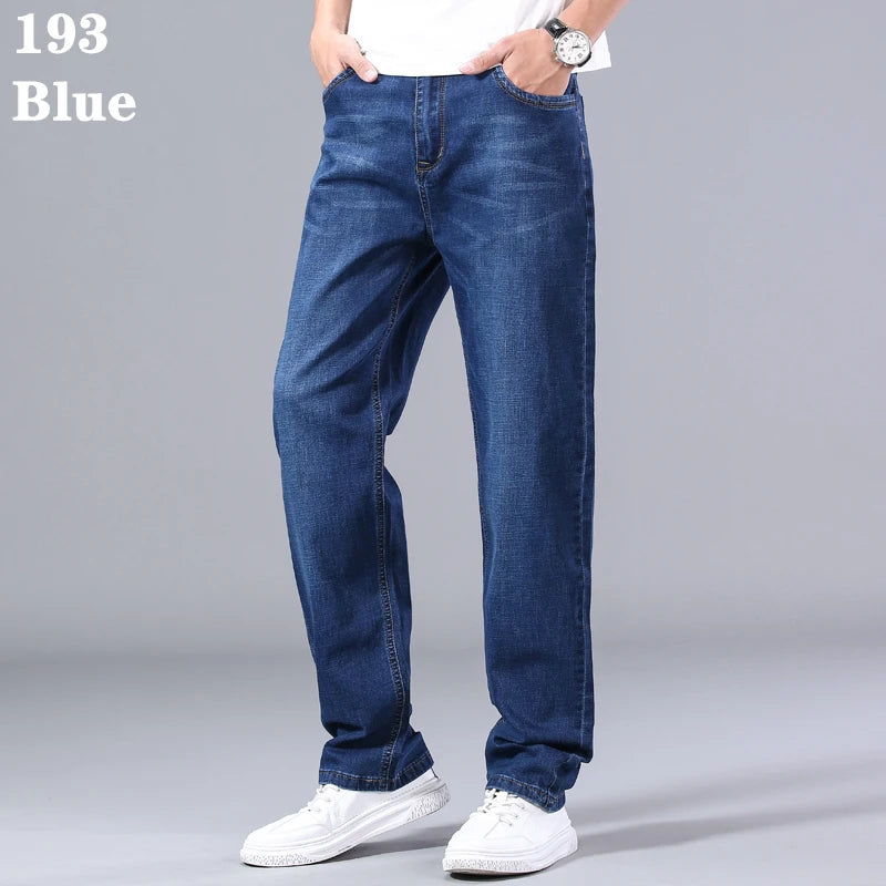 stretch men's straight loose loose summer thin jeans