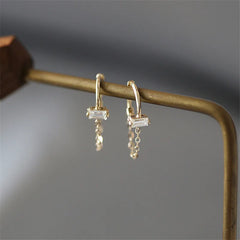 Simple Square Crystal Chain Earrings Jewelry