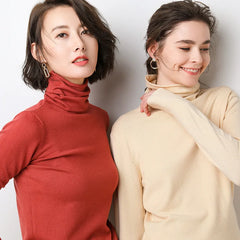 Turtleneck Sweater Solid Pullover Femme Basic Knitwear