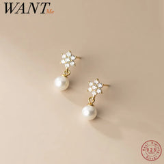 Classic Flower Pearl Earrings for Women Fashion Jewelry