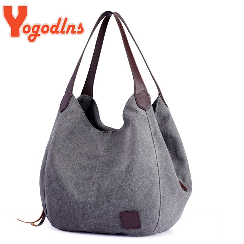 Vintage Canvas Handbag Women Large Capacity Shoulder Bag