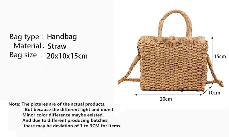 Summer Straw Beach Bag Handmade Handbag Shoulder Bags Rattan