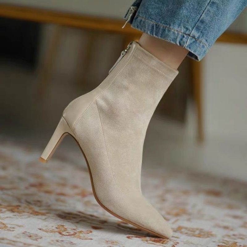 High Heel Boots Style Autumn Mid Heel Stretch Thin Boots