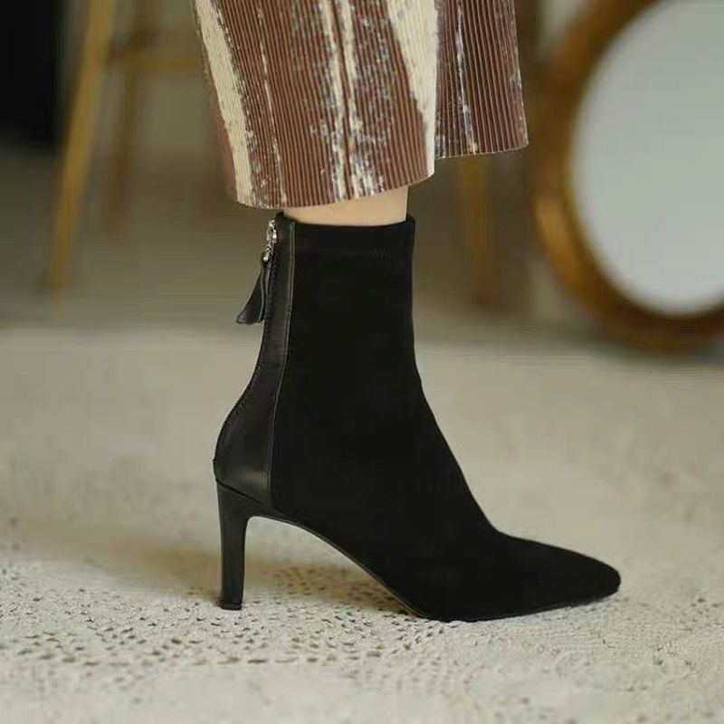 High Heel Boots Style Autumn Mid Heel Stretch Thin Boots