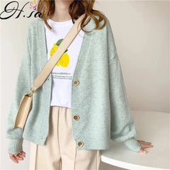 Sweater Cardigans Spring Solid Coat Chic style Casual