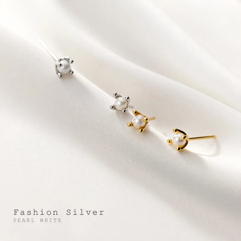 Fashion Silver Mini Baroque Pearl Stud Earrings Jewelry Gift