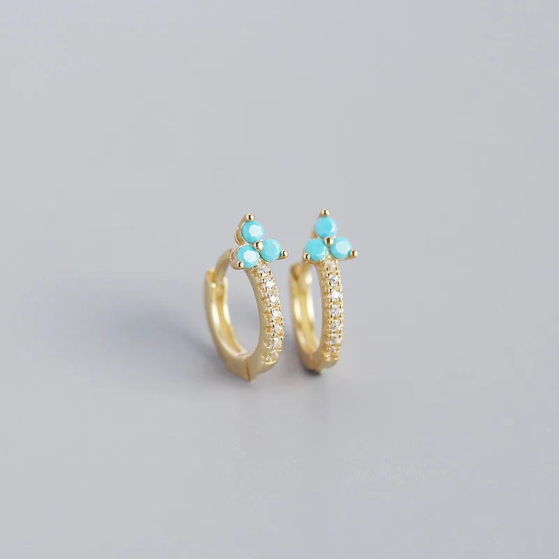 Pave Colorful Zircon Romantic Flower Stud Earrings for Women Jewelry