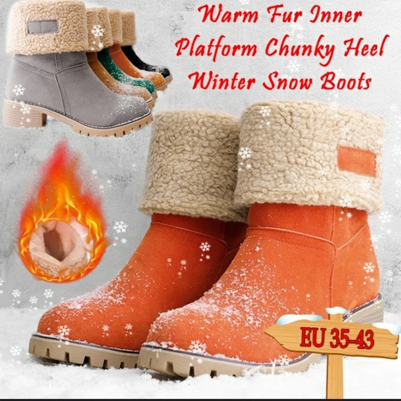 Winter Fur Warm Snow Ladies Ankle Boot