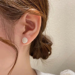 Elegant Ball Back Hanging Pearl Pendant Earrings