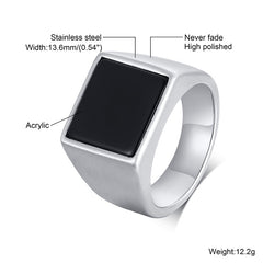 Ring for Men Stainless Steel Square Signet Ring
