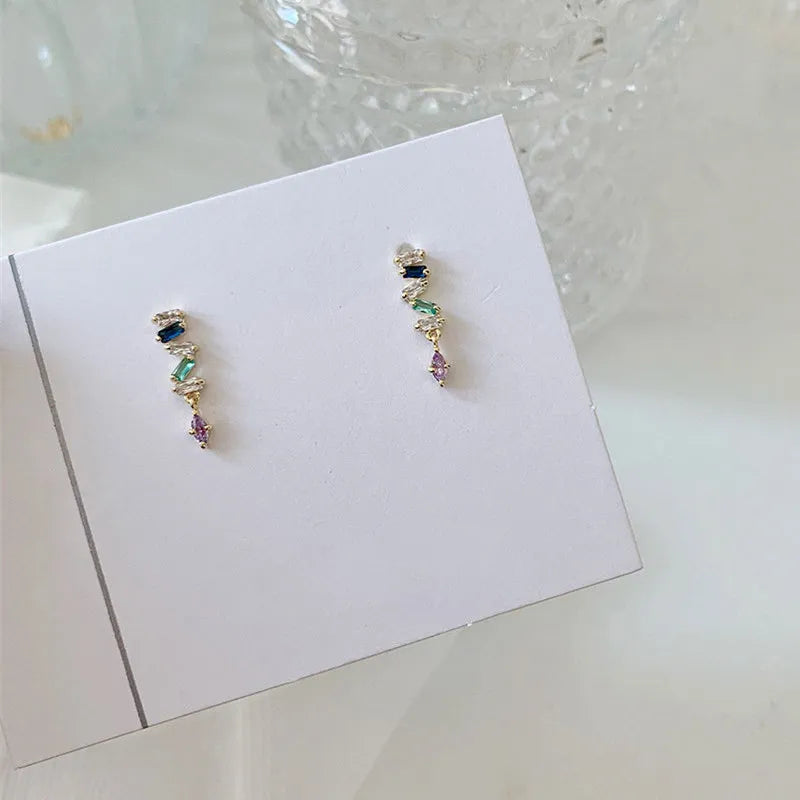 Simple Stud Women Crystal Tassel Earrings Jewelry