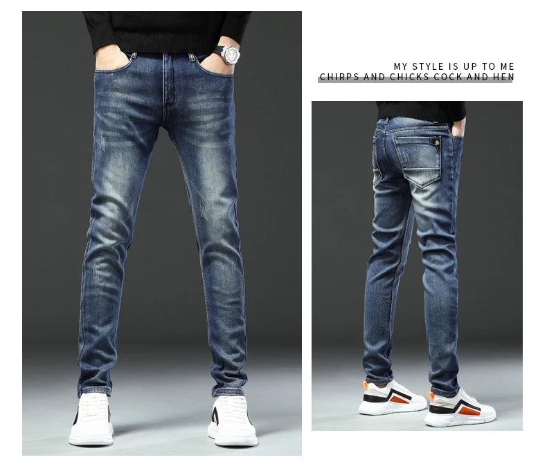 Fleece Thick Warm Pencil Jeans Classic Pocket Men's Trendy Fashion