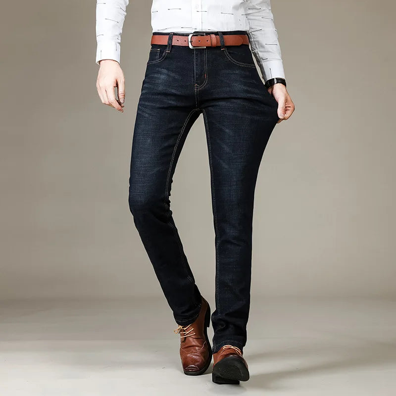 Autumn Classic Men's Fitted Stretch Jeans Business Casual