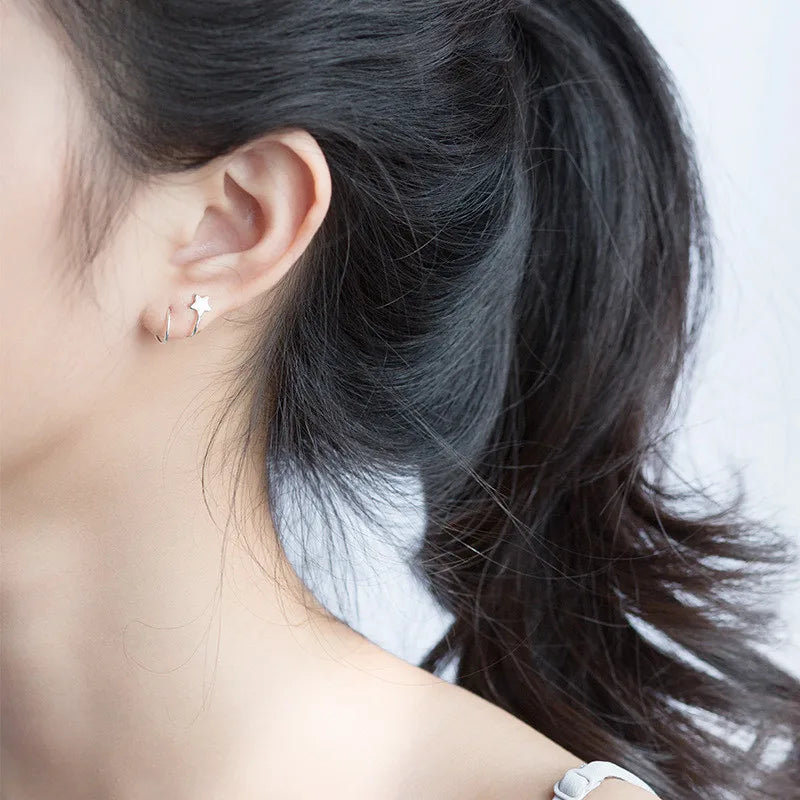 Star Ear Bone Ear Buckle Rotating Wave Mini Stud Earrings