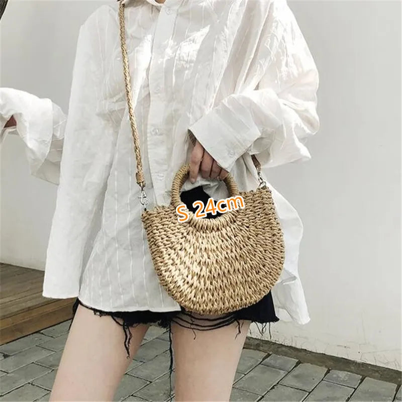 Summer Handmade Beach Weaving Ladies Straw Bag