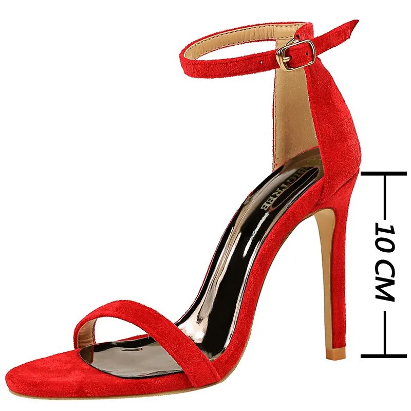 Shoes Summer Sandals Suede Hollow High Heels Stiletto