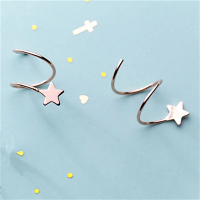 Star Ear Bone Ear Buckle Rotating Wave Mini Stud Earrings