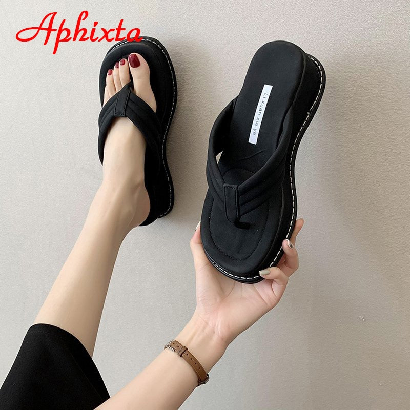 Platform Flip Flops Women Leisure  5cm Wedge Heel