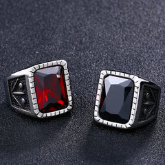 Ring Stainless Steel Black/Red Stone Ring Fashion Male Jewelry