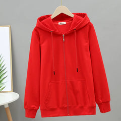 Hoodies Large Size Solid Zipper Casual Hooded Oversized Sweatshirt