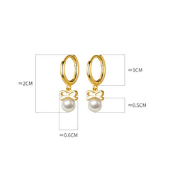 Cute Butterfly Synthetic Pearl Pendant Drop Earrings Fashion