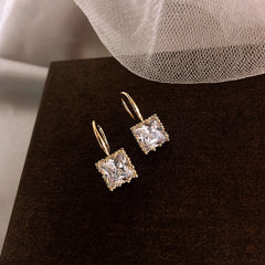 Fashion Geometric Crystal Square Mini Earrings