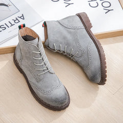 Autumn Female Boots Genuine Leather Women Shoes Suede Retro Trend