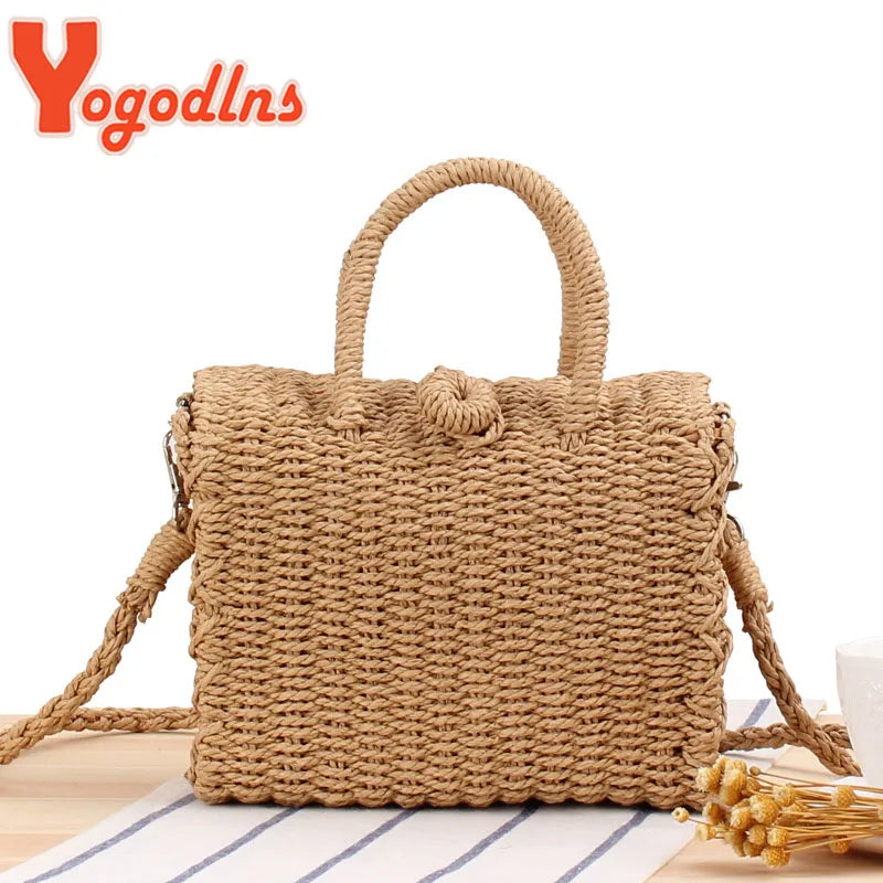 Summer Straw Beach Bag Handmade Handbag Shoulder Bags Rattan