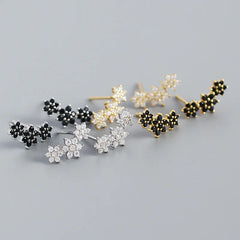 Zircon Flower Stud Earrings Women Fashion Star Jewelry