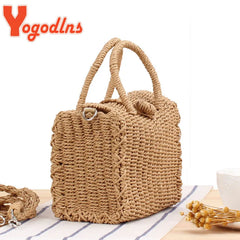 Summer Straw Beach Bag Handmade Handbag Shoulder Bags Rattan