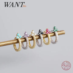 Pave Colorful Zircon Romantic Flower Stud Earrings for Women Jewelry