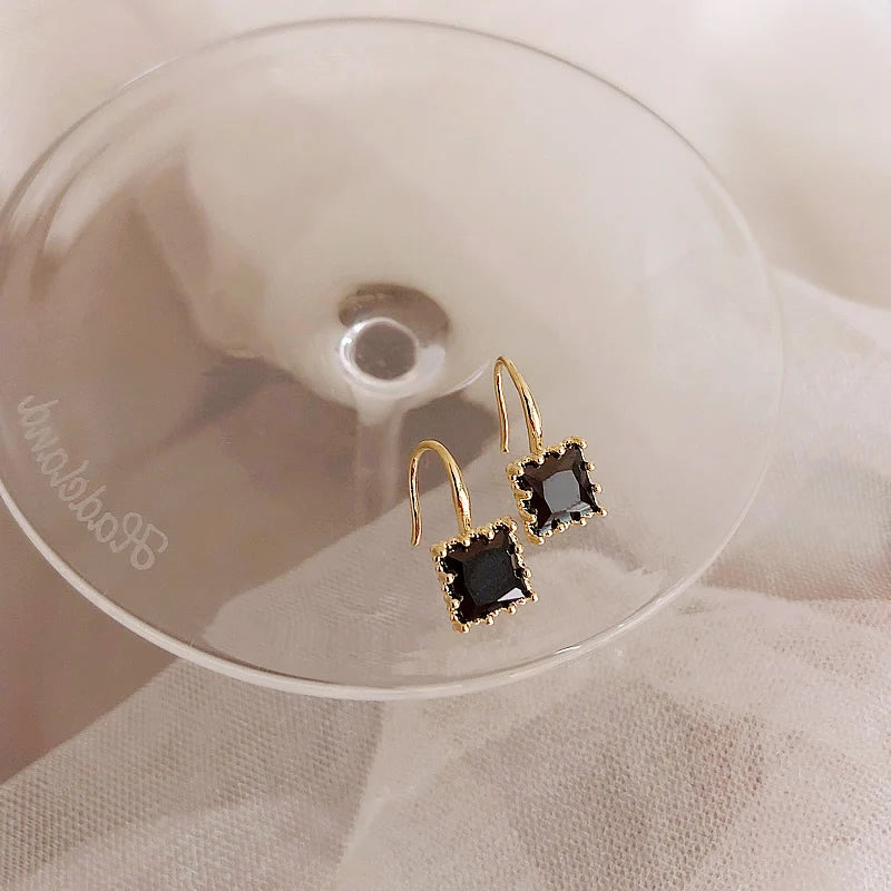 Fashion Geometric Crystal Square Mini Earrings