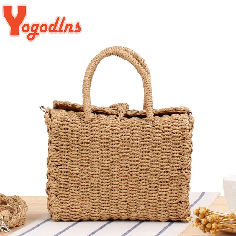 Summer Straw Beach Bag Handmade Handbag Shoulder Bags Rattan